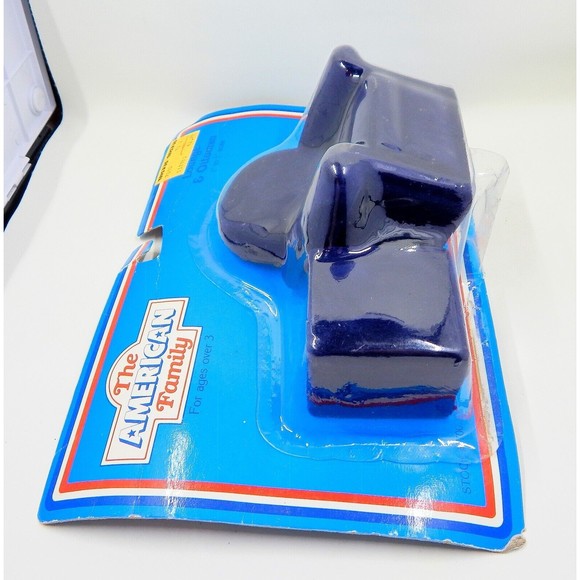 Toy R Us Chair and Ottoman Miniature Furniture American Family Blue Flocked - Picture 7 of 8